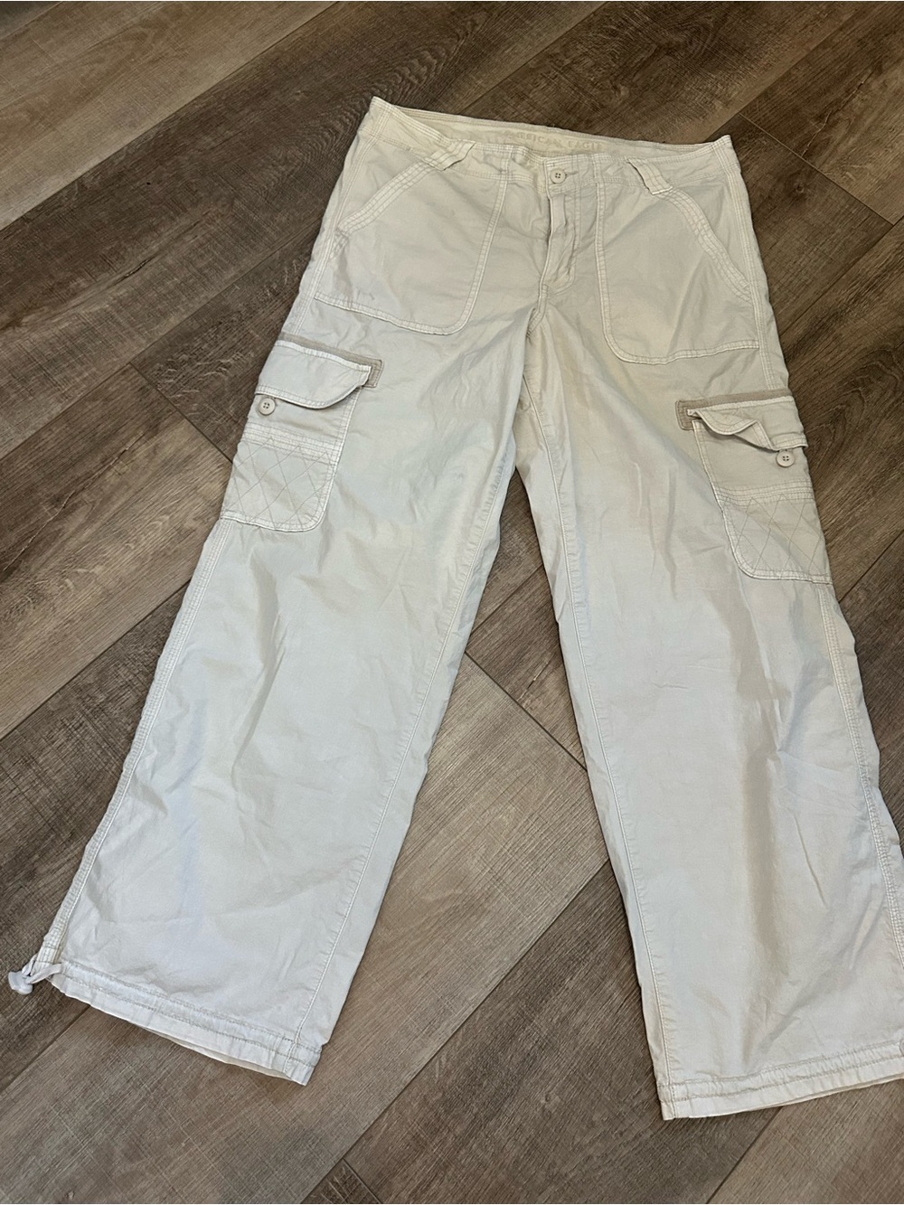 Women's size 12 Light Beige Cargo Pants - Casual Utility Style Baggy Jogger